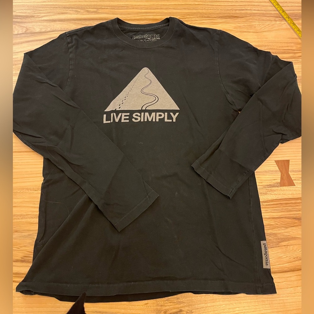 Patagonia Black 'Live Simply' Long Sleeve Tee